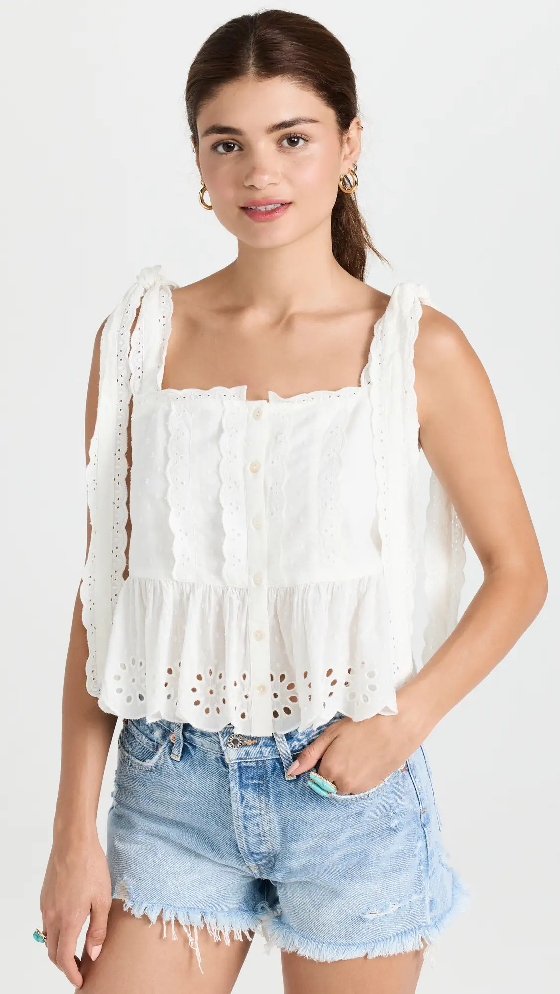 FARM Rio Off White Laces  Blouse | Shopbop | Shopbop