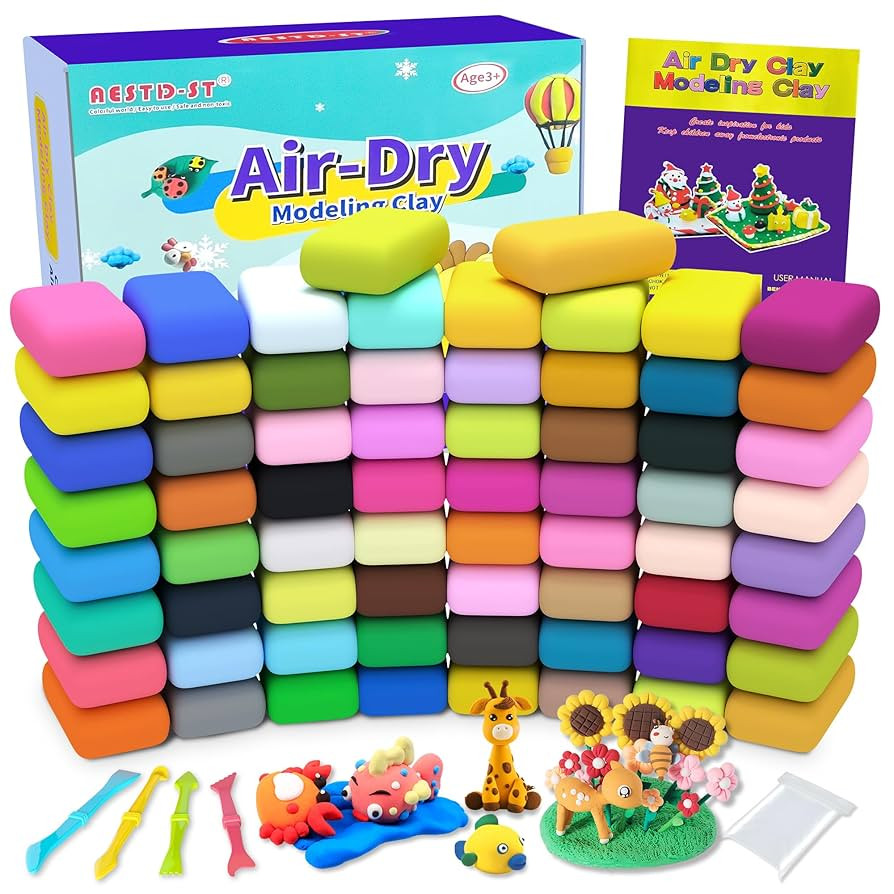 Air Dry Clay 66 Colors, Modeling Clay for Kids, DIY Model Magic Clay, Molding Clay Kit with Sculp... | Amazon (US)