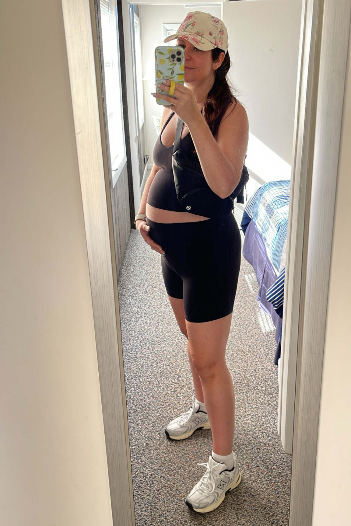 Summer workout set, fall workout set, black halter Lululemon align workout top, Lululemon align biker shorts, maternity bump friendly workout set, new balance sneakers, crew socks

#LTKSeasonal #LTKfitness #LTKbump