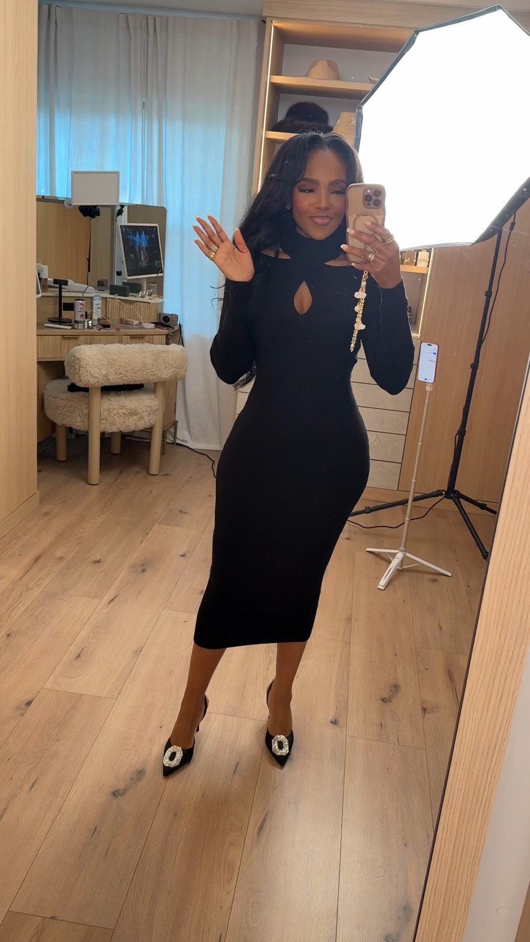 Classic, sleek, and so flattering — this black @Walmart midi dress is the perfect blend of simplicity and statement. The keyhole detail and body-skimming fit create an elegant silhouette that transitions effortlessly from dinner to any special occasion without overthinking it.

Perfect for date nights, holiday dinners, evening events, and elevated black dress moments.

📏 Sizing: Dress wearing size Small  
📐 Measurements: 5'4", 138 lbs, 34D bust, 27" waist, 40" hips  

Shop instantly on the app — the full look is linked for quick, easy access.

Featuring elevated budget-friendly style, black knit midi dresses, timeless evening silhouettes, chic cold-weather outfits, and classic black-on-black dresser combinations.

Follow me on Instagram and YouTube @kirasfashionfinds  