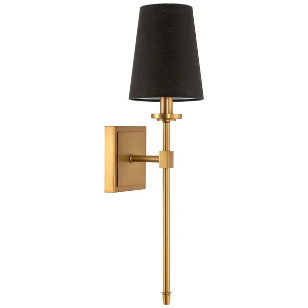 Kira Home Torche 20" Modern Wall Sconce/Wall Light + Black Linen Shade, Warm Brass Finish - Walma... | Walmart (US)