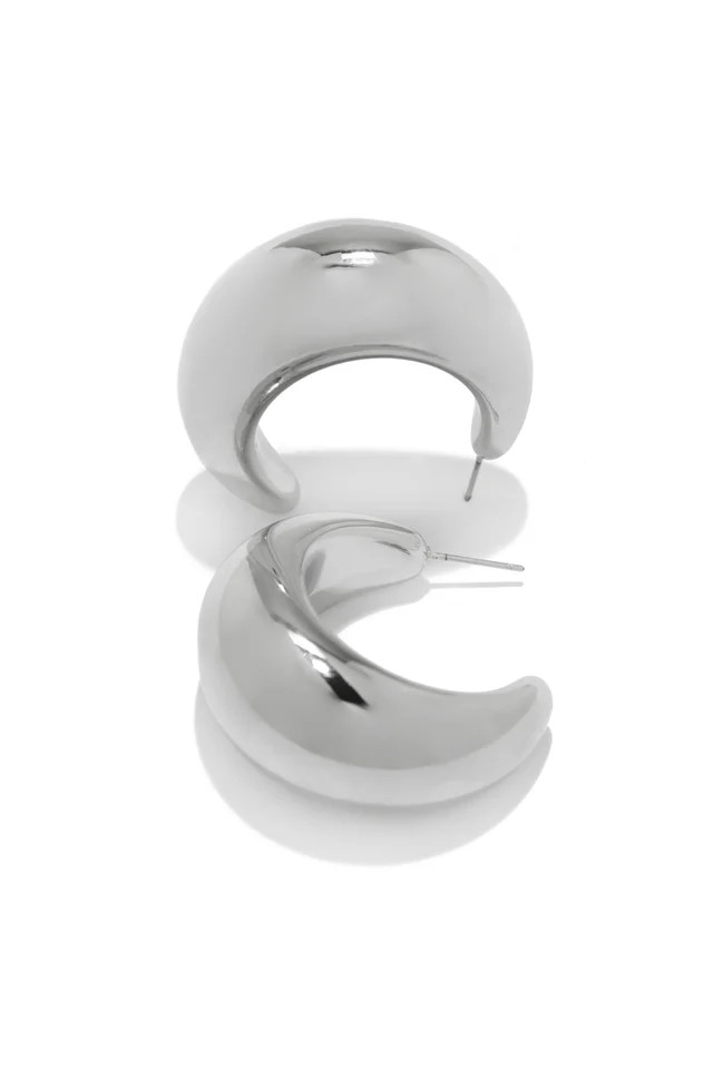 Miss Lola | Luna Silver Chunky Hoop Earring | MISS LOLA