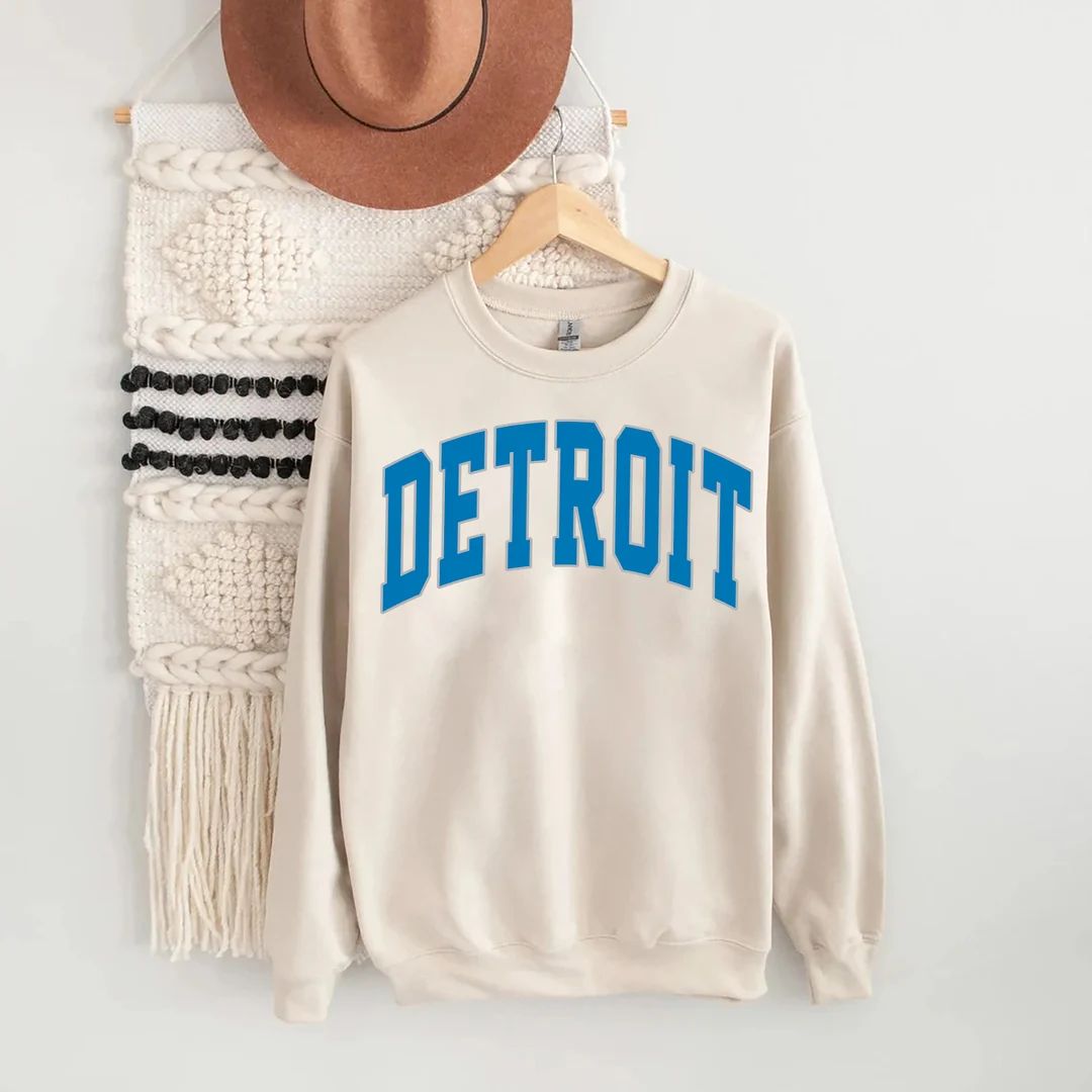 Vintage Style Detroit Football Sweatshirt, Detroit Football Sweatshirt, Detroit Football Shirt, D... | Etsy (US)