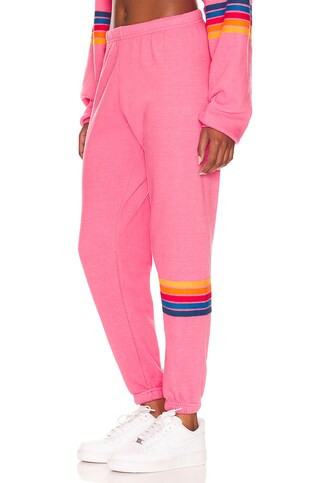 Aviator Nation Rainbow Stitch Sweatpants in Paris Pink from Revolve.com | Revolve Clothing (Global)