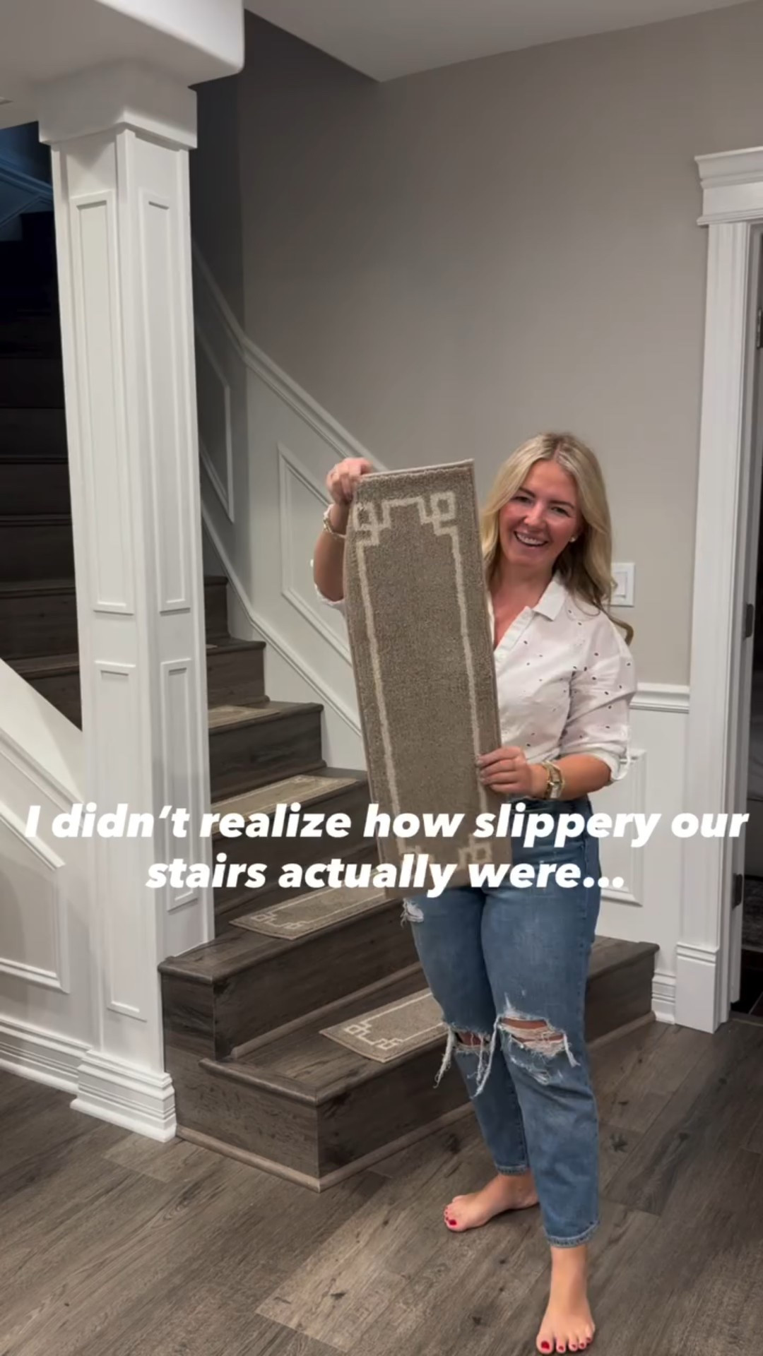 I didn’t realize how slippery our stairs actually were… until I did 😬

These non-slip stair treads were such an easy upgrade:
✔️ Peel + place
✔️ No tools. No damage.
✔️ Barefoot + kid friendly

They look good and give me peace of mind every single day 🤍

💬 Comment STAIRS and I’ll send you the link!

#amazonfinds #homeupgrades #stairtreads #neutralhome #homedecorinspo