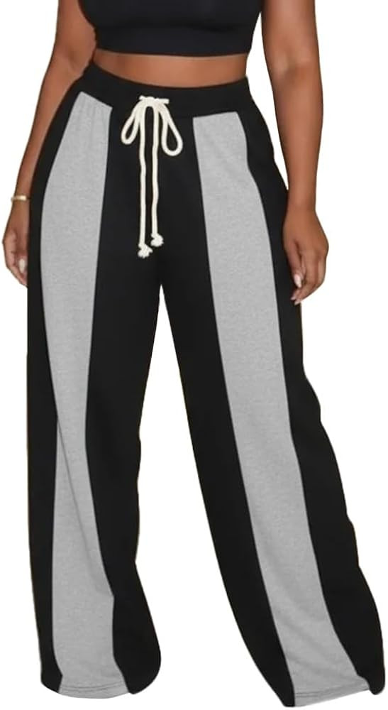 HBQ Womens Wide Leg Sweatpants High Waisted Drawstring Sweatpant Baggy Pants Athletic Joggers | Amazon (US)