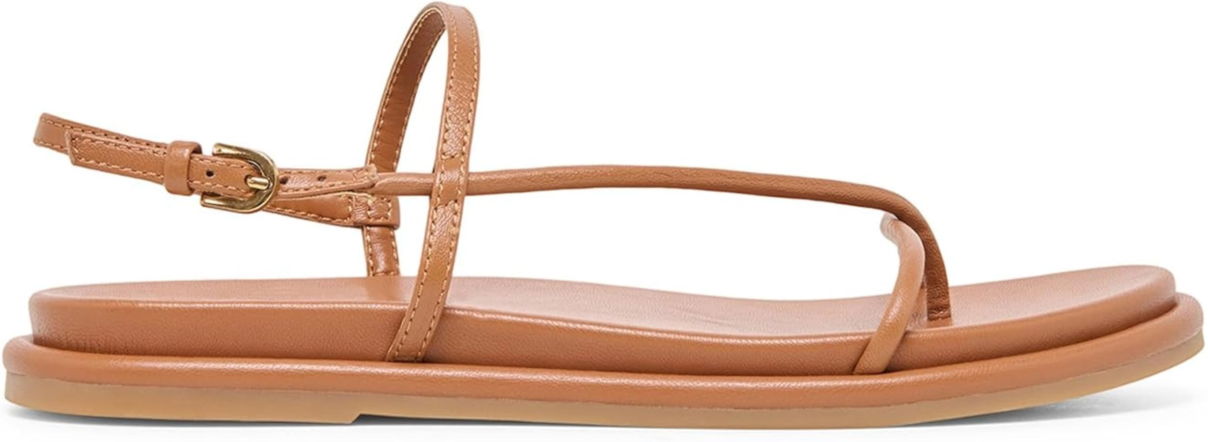 Strappy Flat Sandals for Women Backless Round Open Toe Buckle Flats Summer Beach Thong Flip Flop ... | Amazon (US)