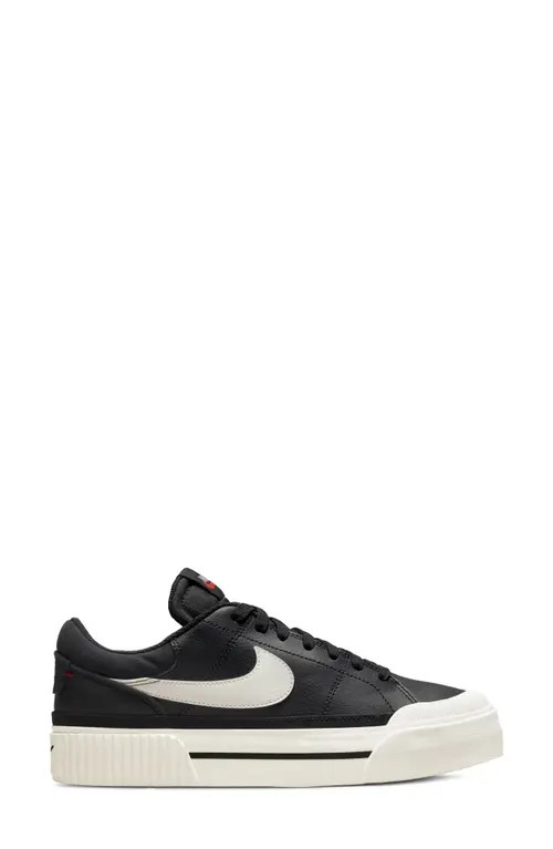 Nike Court Legacy Lift Sneaker in Black/Sail White Team Orange at Nordstrom, Size 8 | Nordstrom