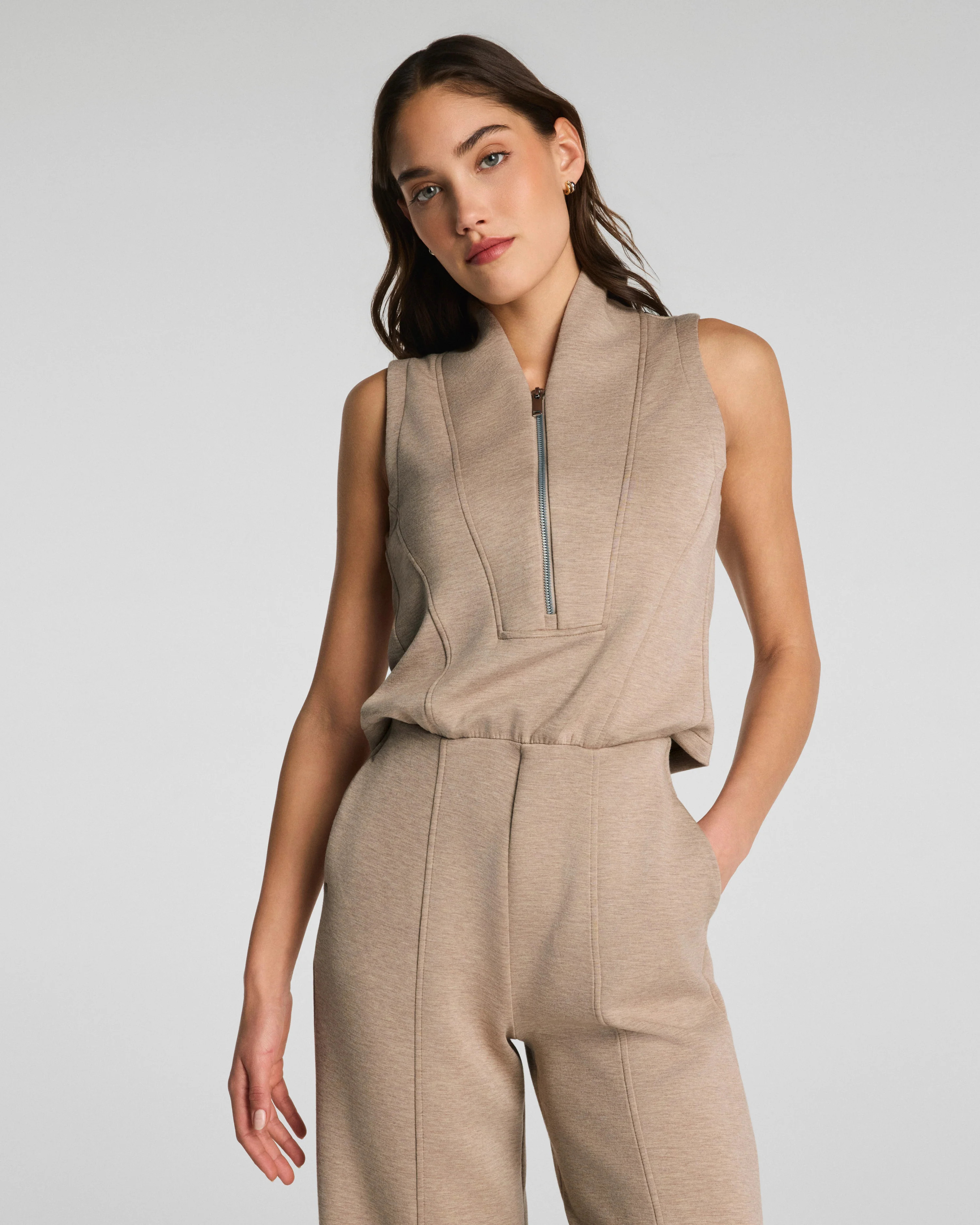 SPANX AirEssentials®Shawl Collar Half Zip Jumpsuit | Spanx