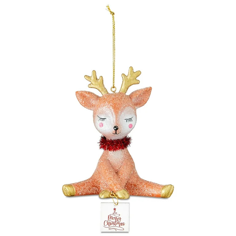 Brown Glitter Reindeer Christmas Ornament, Joyel Theme, 4.3", by Holiday Time | Walmart (US)