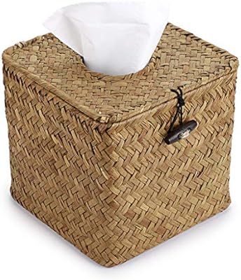 Sumnacon Square Woven Tissue Box Holder, Decorative Napkin Holder Pumping Paper Case Dispenser, F... | Amazon (US)