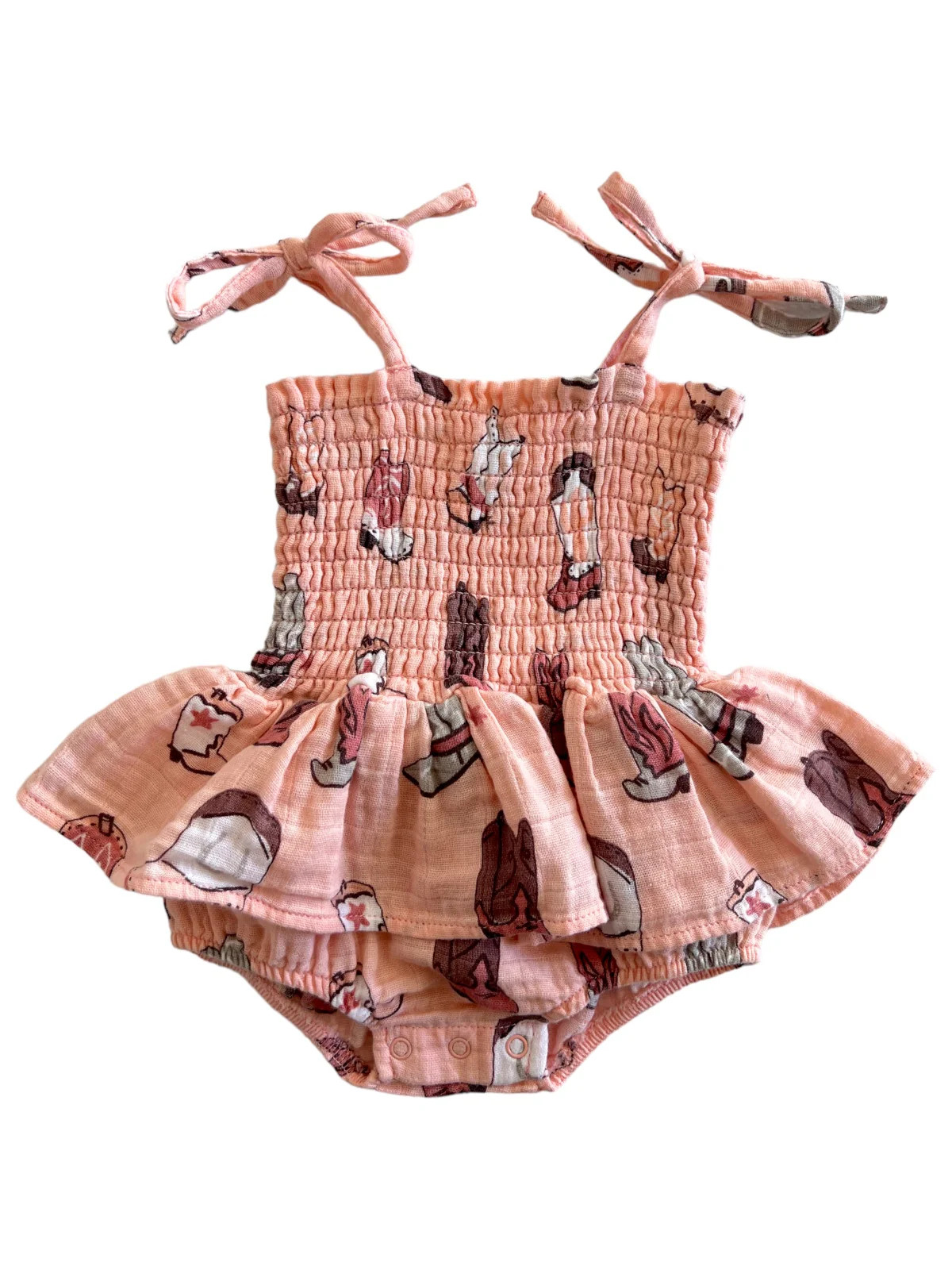 Muslin Smocked Bubble w/ Skirt, Cowboy Boots | SpearmintLOVE