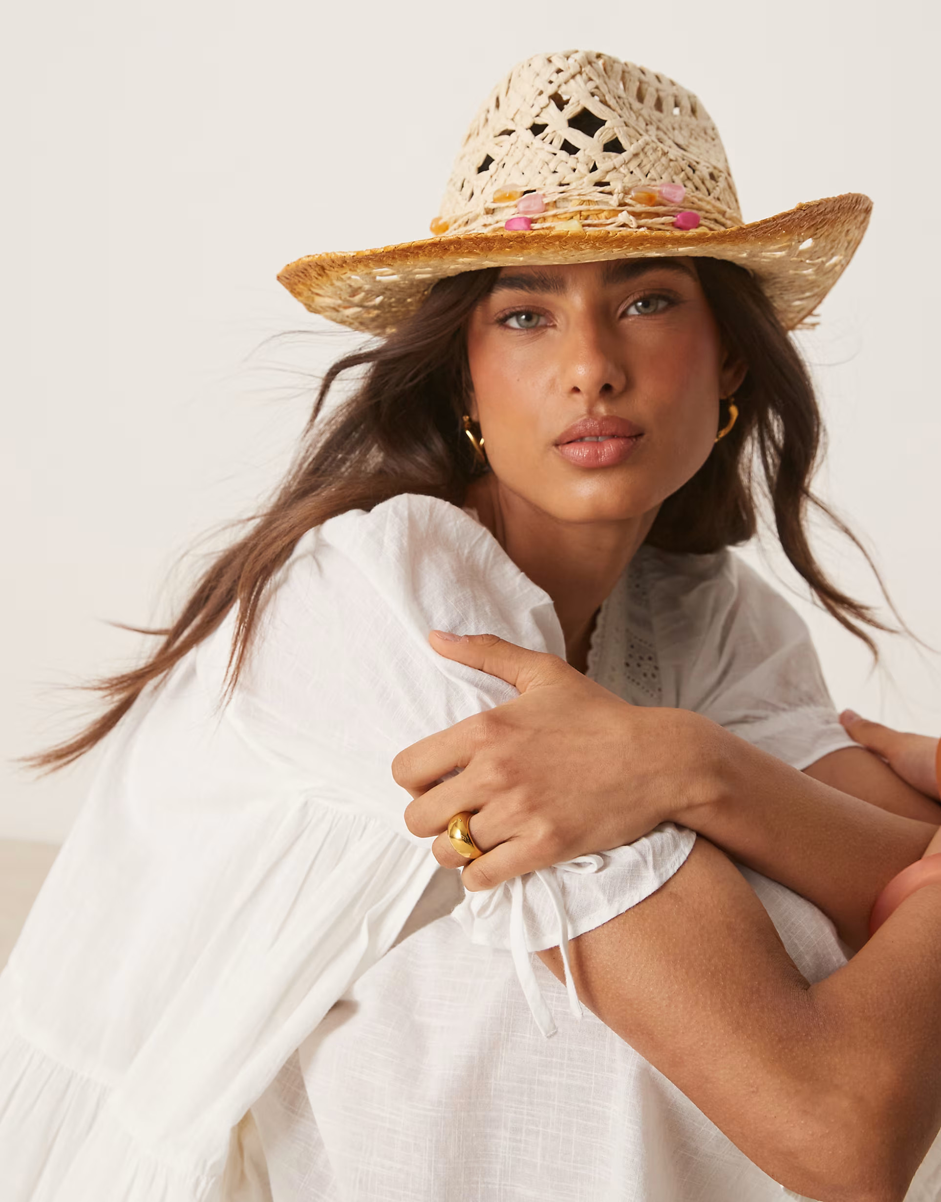 My Acccessories ombre yellow trim straw cowboy hat | ASOS (Global)
