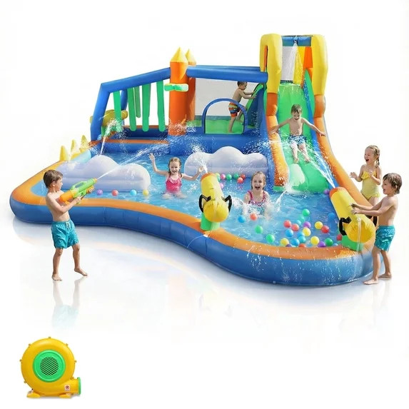 Ktaxon 11-in-1 Inflatable Bounce House with Water Slide, Kiosk Theme Water Park for Kids Backyard... | Walmart (US)