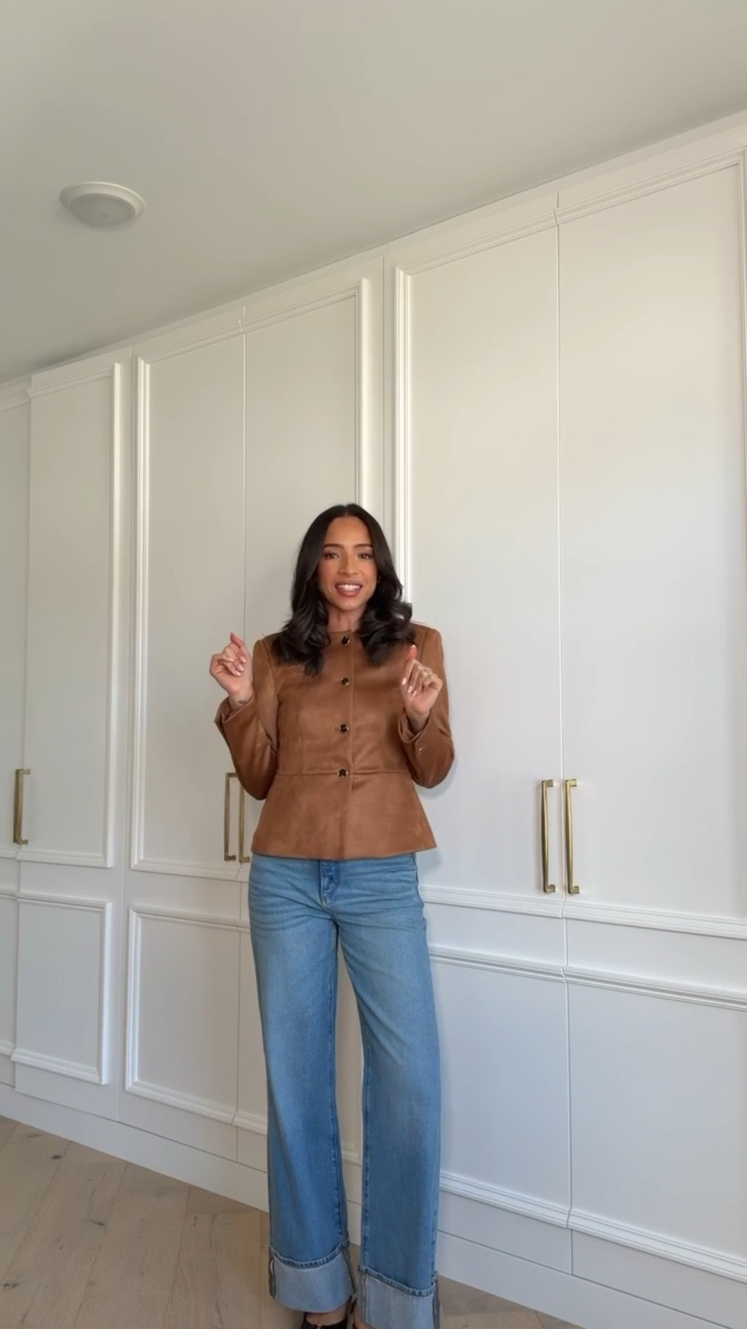 Fall office outfit 🤎 It does not get any better than this for a casual office outfit! These jeans have a little bit of stretch and the suede jacket is so chic and flattering. Wearing size 2 faux suede jacket and size 2 cuffed jeans 

fall outfit, fall fashion, autumn outfits, fall workwear, business casual workwear, work outfit

#LTKWorkwear #LTKSeasonal