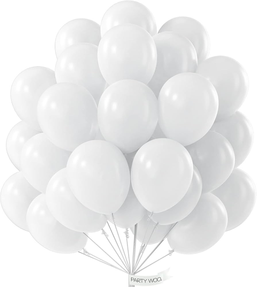 PartyWoo White Balloons, 50 pcs 12 Inch Pearl White Balloons, Latex Balloons for Balloon Garland ... | Amazon (US)