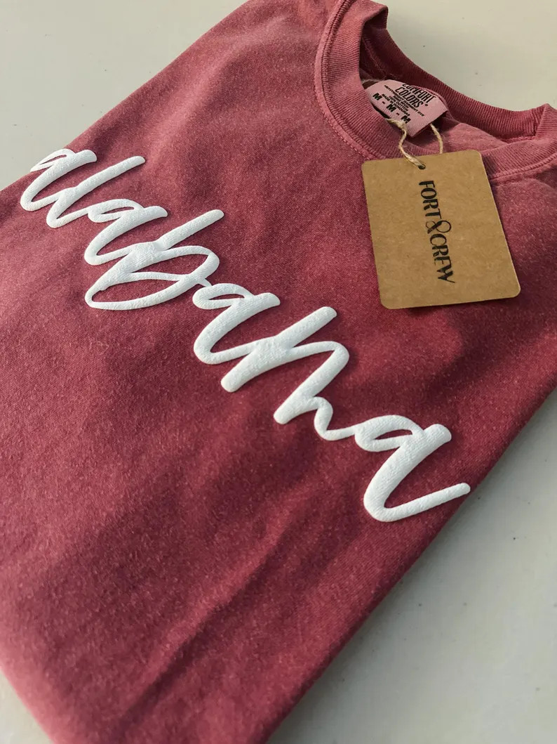 Crimson Unisex Short Sleeve Puff Vinyl Alabama Comfort Colors T-shirt- Roll Tide - Etsy | Etsy (US)