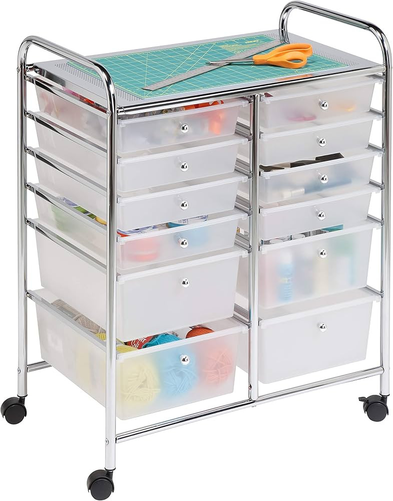 Honey-Can-Do Rolling Storage Cart and Organizer with 12 Plastic Drawers | Amazon (US)