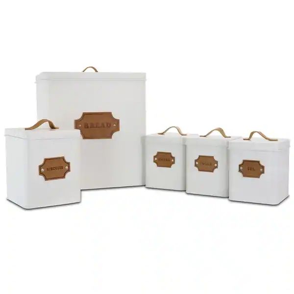 MegaChef Kitchen Food Storage 5 Piece Cannister Set White | Bed Bath & Beyond