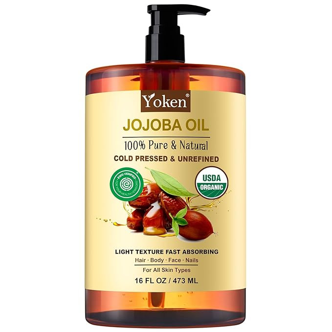 Pure Jojoba Oil Organic USDA Certified 16 fl oz, 100% Natural Jojoba Oil for Hair, Skin & Face, C... | Amazon (US)