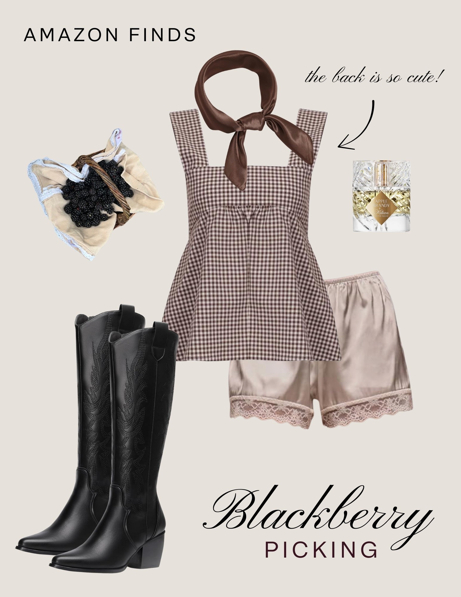 Blackberry Picking 🍇 | Amazon Finds

Sweet gingham, satin lace, and a hint of fall nostalgia — this Amazon look is giving cozy countryside charm with a modern twist. Perfect for a fall picnic, farmers market, or casual day out. Pair soft textures with sleek western boots and a silky scarf for that effortlessly feminine vibe. Everything you see here is from Amazon!

✨ Styling tip: Balance flirty details (like lace trim) with structured boots to keep the look chic, not costume-y.

Shop the look ↓
Amazon Fashion | Amazon Home | Amazon Beauty

#AmazonFinds #FallOutfitInspo #CountryStyle #GinghamDress #BlackberryPicking #FallFashion #AmazonFashionFinds #WesternBoots #FeminineStyle #CozyOutfitIdeas #NeutralAesthetic #SoftAutumnStyle #LTKFallFashion #LTKUnder50

#LTKStyleTip #LTKSeasonal #LTKFindsUnder50
