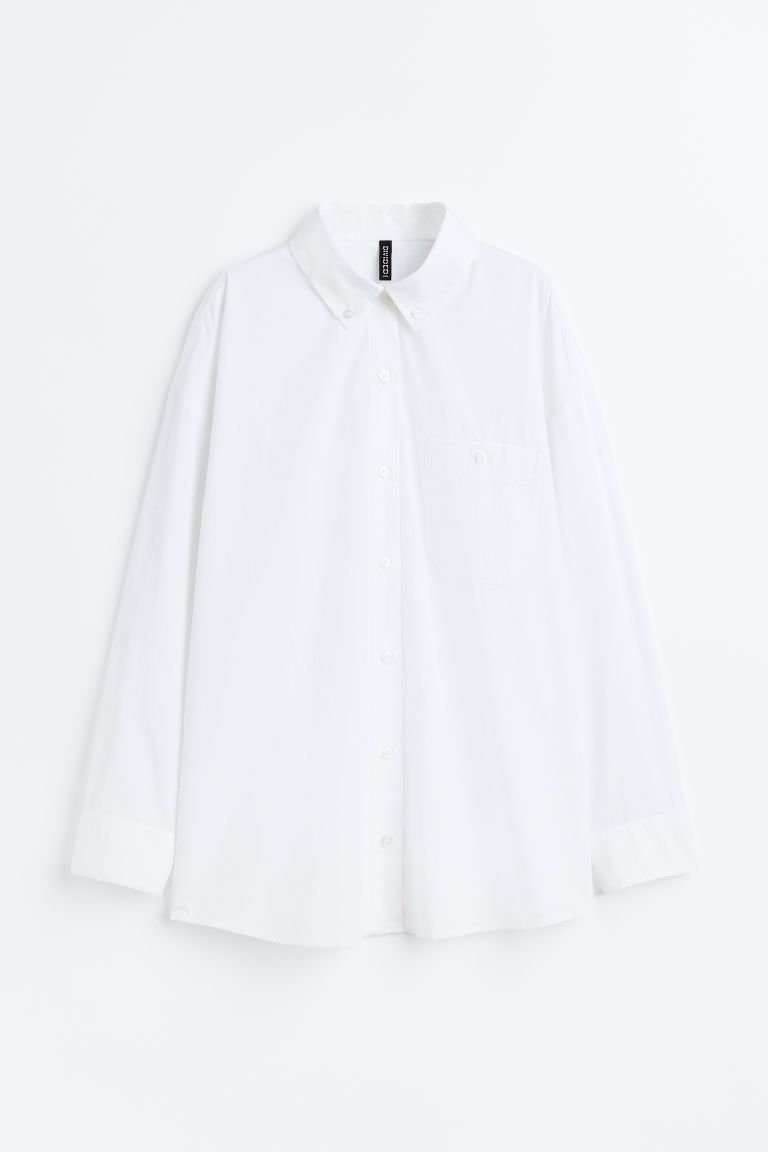H & M - Oversized Poplin Shirt - White | H&M (US + CA)