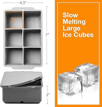 Nax Caki Large Ice Cube Tray with Lid, Stackable Big Silicone Square Ice Cube Mold for Whiskey Co... | Amazon (US)