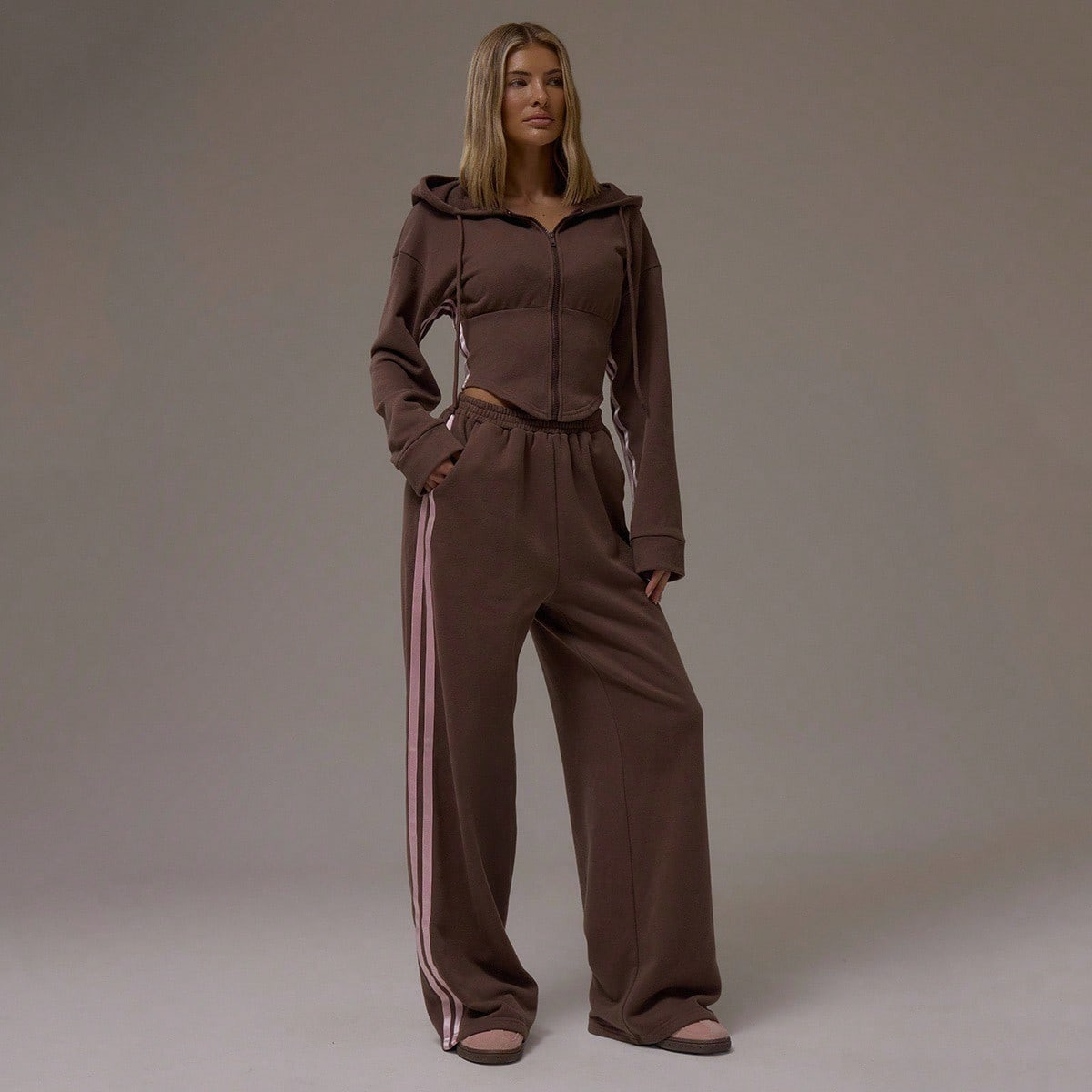 MUSERA Wide Leg Contrast Side Seam Joggers Casual, Airport, Loungewear, Back To School, Fall | SHEIN