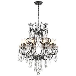 Maxax Atlanta 10-Light Black Candle Style Classic/Traditional Chandelier with Crysta Accents MX19... | The Home Depot