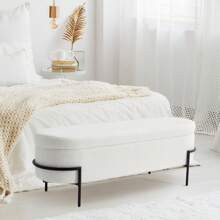 White Ottoman Sherpa Bench With Storage, Upholstered Stool With Large Storage Space, Modern Storage Bench For Living Room/Bedroom/End Of Bed/Entryway/ | SHEIN