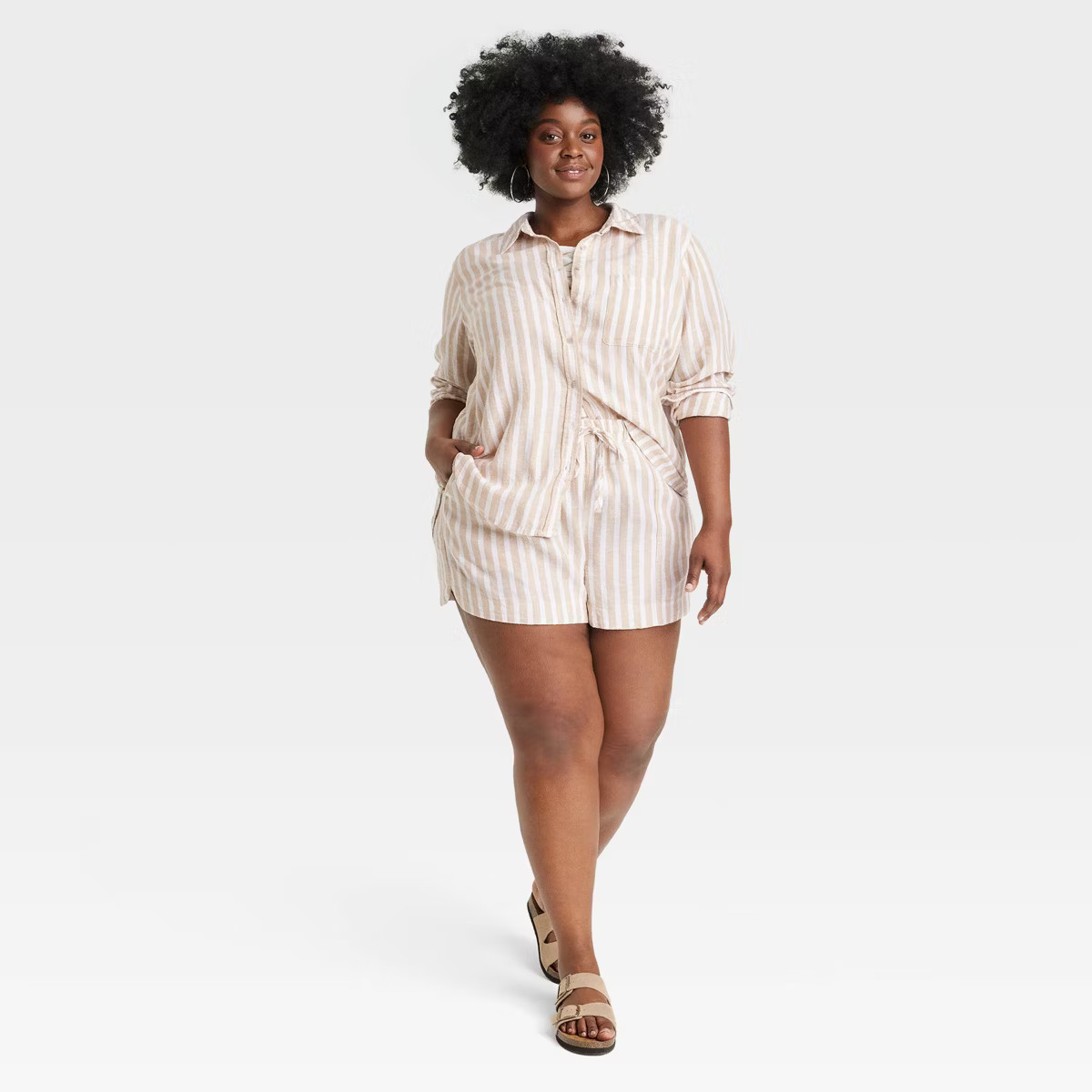 Women's Linen Long Sleeve Collared Button-Down Shirt - Universal Thread™ | Target