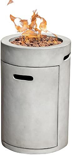 Amazon.com : SUNSITT Outdoor Propane Fire Pit 16'' Round Patio Gas Fire Pit Table with Waterproof... | Amazon (US)