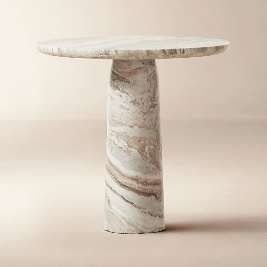 Babylon 30" Round Torrento Grey Marble Bistro Table + Reviews | CB2 | CB2