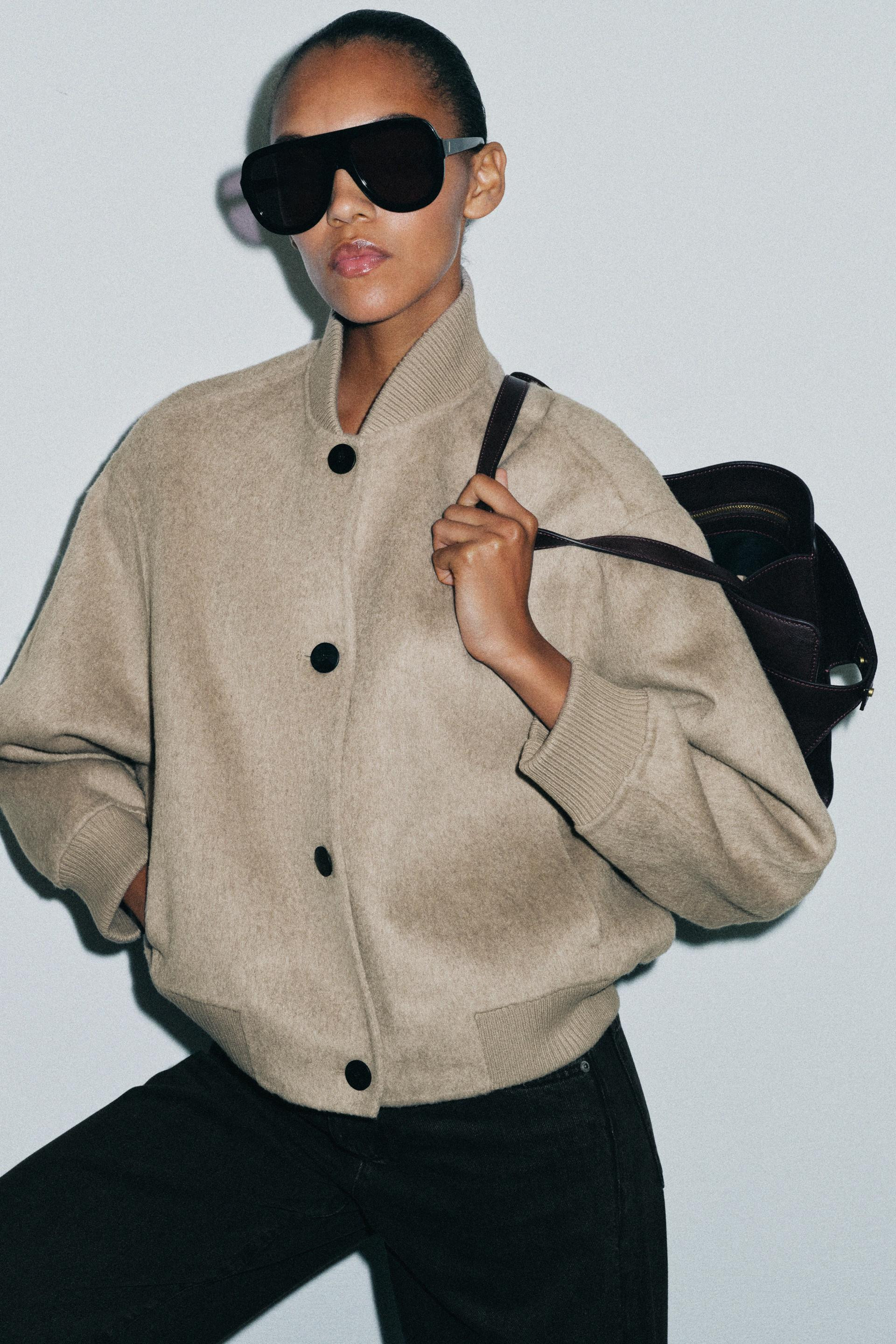ZW COLLECTION WOOL BLEND BOMBER JACKET | Zara UK