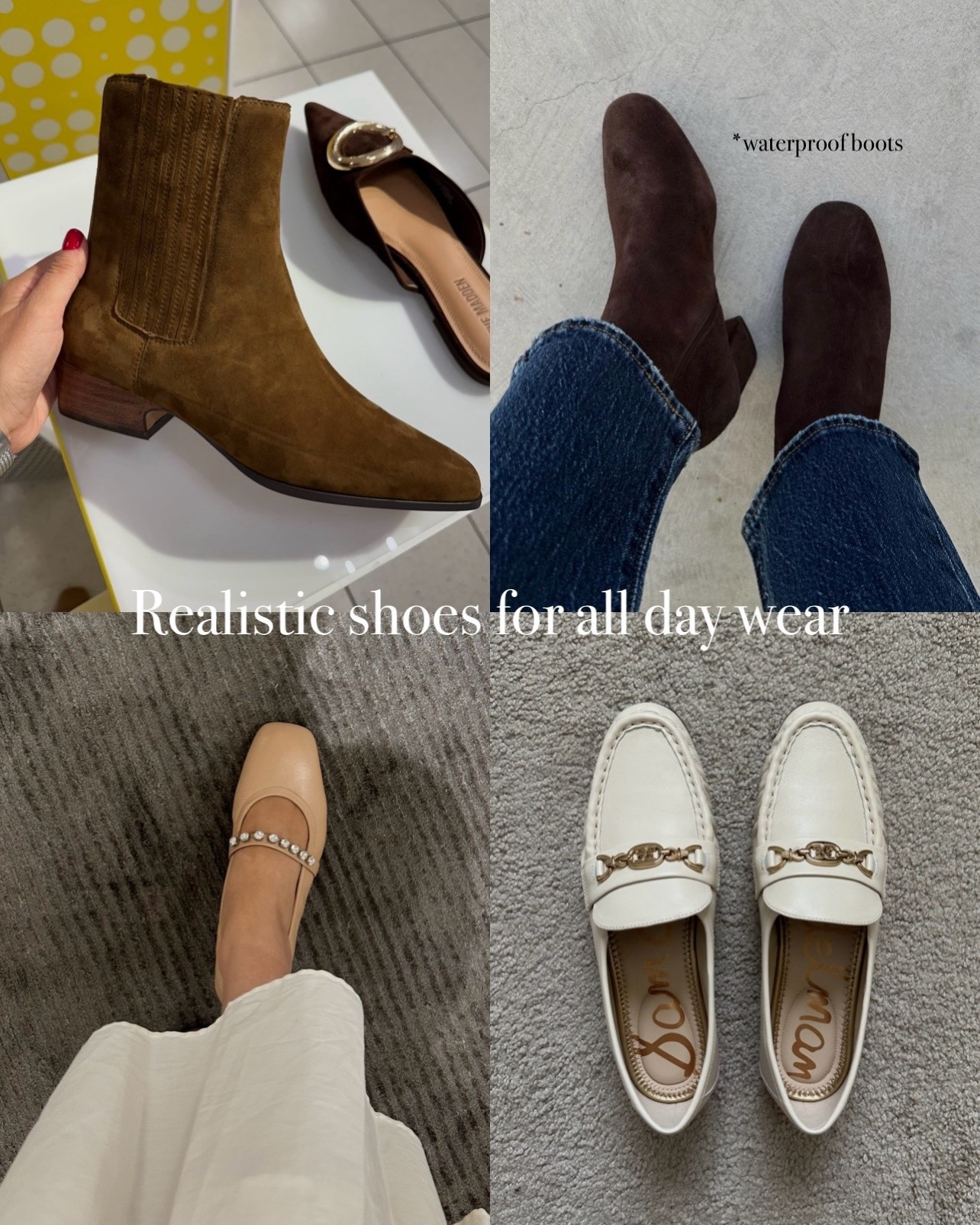 Boots, ballet flats, and loafers part of the nsale that I’m loving! 

Steve Madden boots — under $100, comfortable low block heel 
Blondo alida waterproof boots — under $100, bought these last year 
Stuart Weitzman ballet flats — tried these in-store and was surprised at how elegant + comfortable they are 
Sam Edelman loafers — under $100, classic work shoes

Nordstrom anniversary sale 

#LTKShoeCrush #LTKSaleAlert