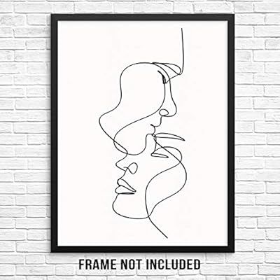 Sincerely, Not Minimalist One Line Art Print Abstract Couple's Faces Poster 11x14 UNFRAMED Trendy... | Amazon (US)