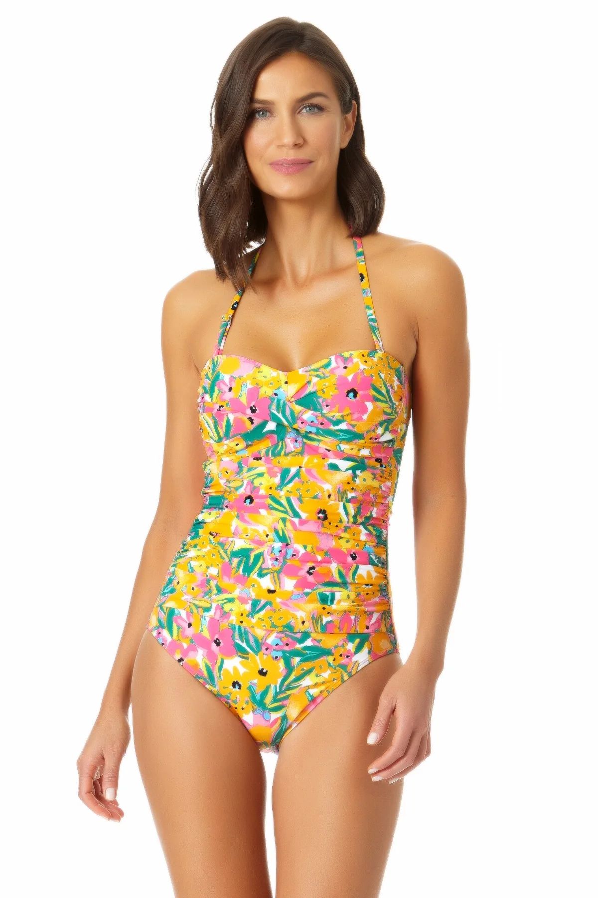 Anne Cole - Twist Front Shirred One Piece Swimsuit | Anne Cole