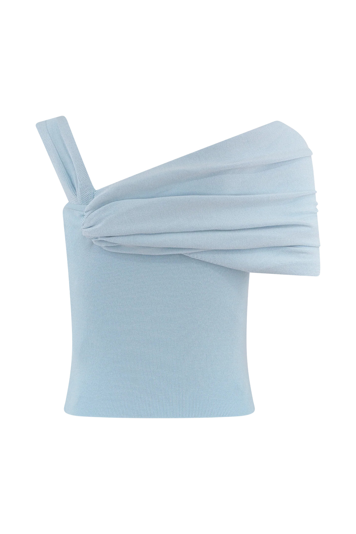 Irene Gathered Knit Top - Blue | MESHKI US