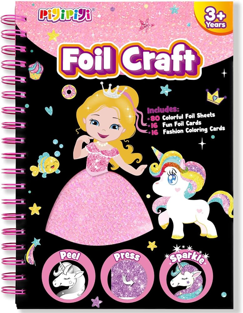 pigipigi Art Craft Activity for Kids: Foil Art Princess & Unicorn DIY Toy Kit, No Mess Creative T... | Amazon (US)