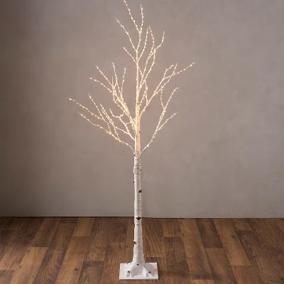 Medium Indoor/Outdoor Birch Tree with 400 Warm White Lights - 5'H White | Target