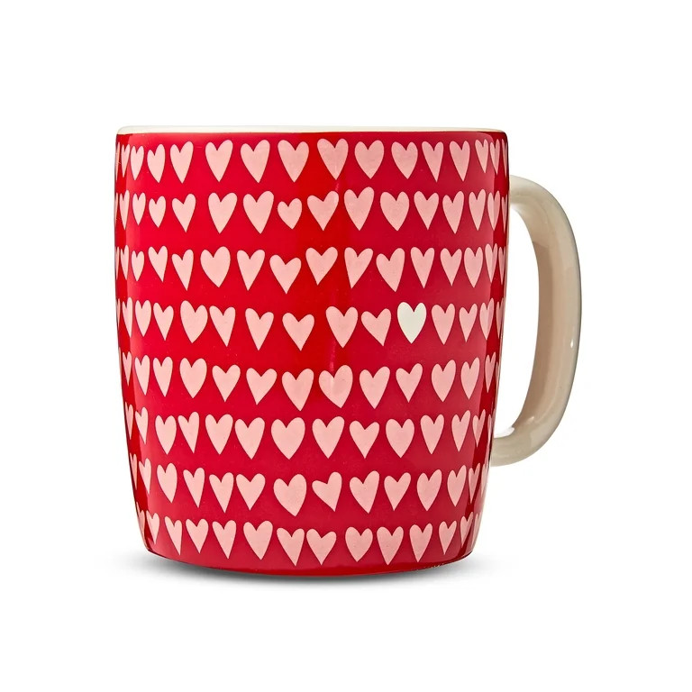 Valentine's Day 15 oz Ceramic Red Mug with Heart Design, by Way To Celebrate | Walmart (US)