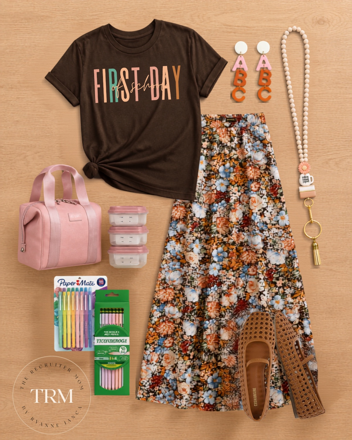 Teacher Outfit for Back to School First Day outfit with floral skirt and graphic tee #fallready #teacherworkwear #backtoschool

#LTKSeasonal #LTKMidsize #LTKWorkwear