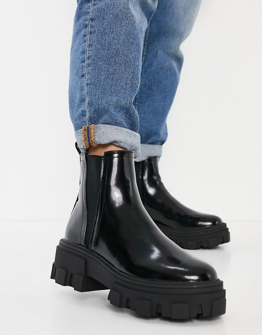 ASOS DESIGN Addy chunky chelsea boots in black | ASOS (Global)