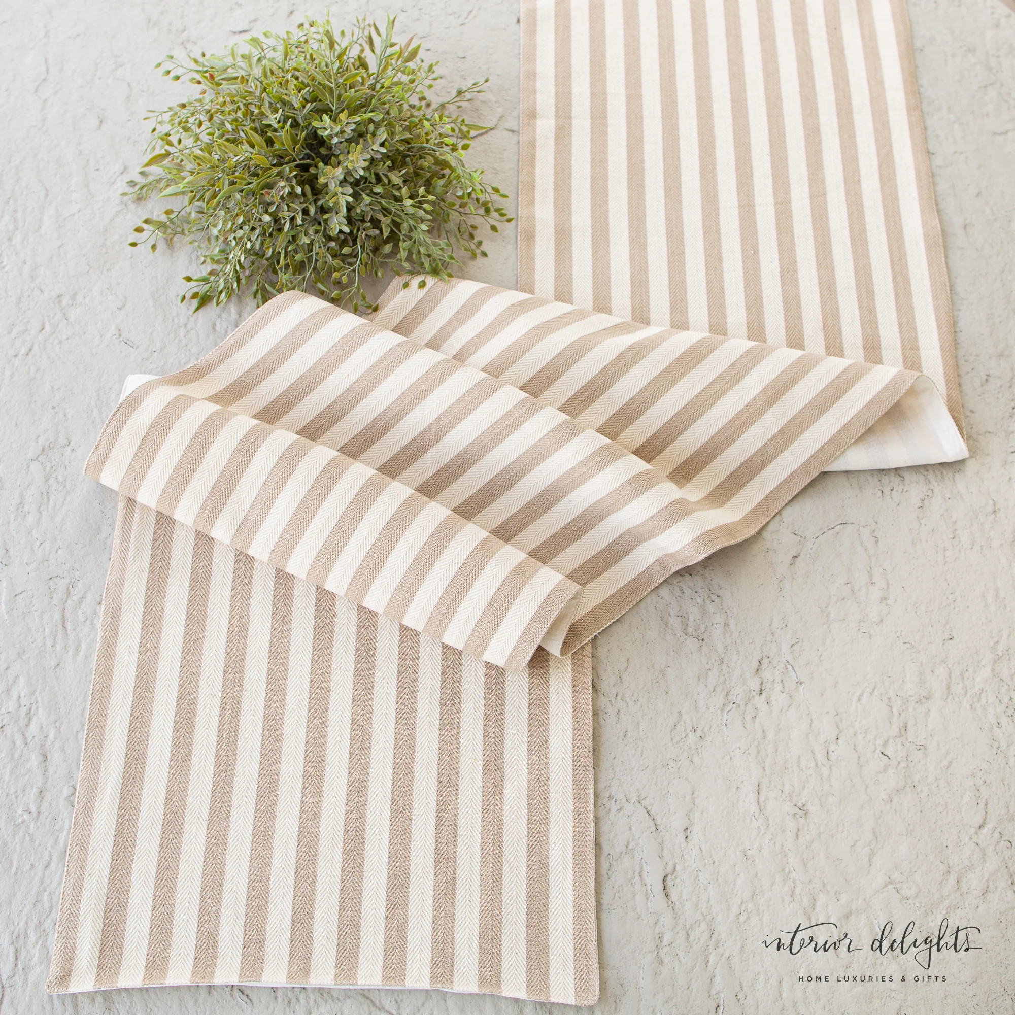 Cream Striped Table Runner | Interior Delights