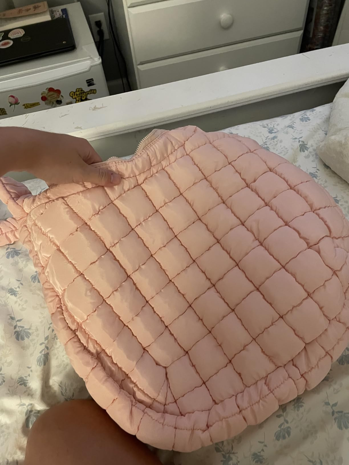 Quilted Puffer Tote Bag Large Crossbody Shoulder Bag with Zipper, Nylon Bubble Hobo Handbag Carry... | Amazon (US)