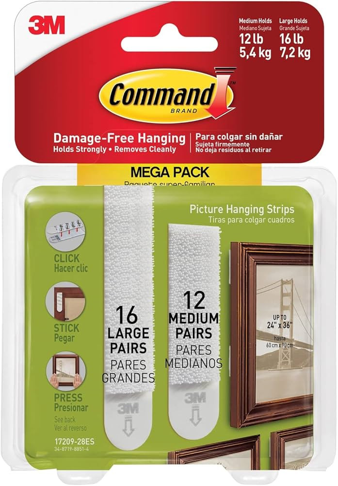 Command Medium and Large Picture Hanging Strips, Damage Free Hanging Picture Hangers, No Tools Wa... | Amazon (US)