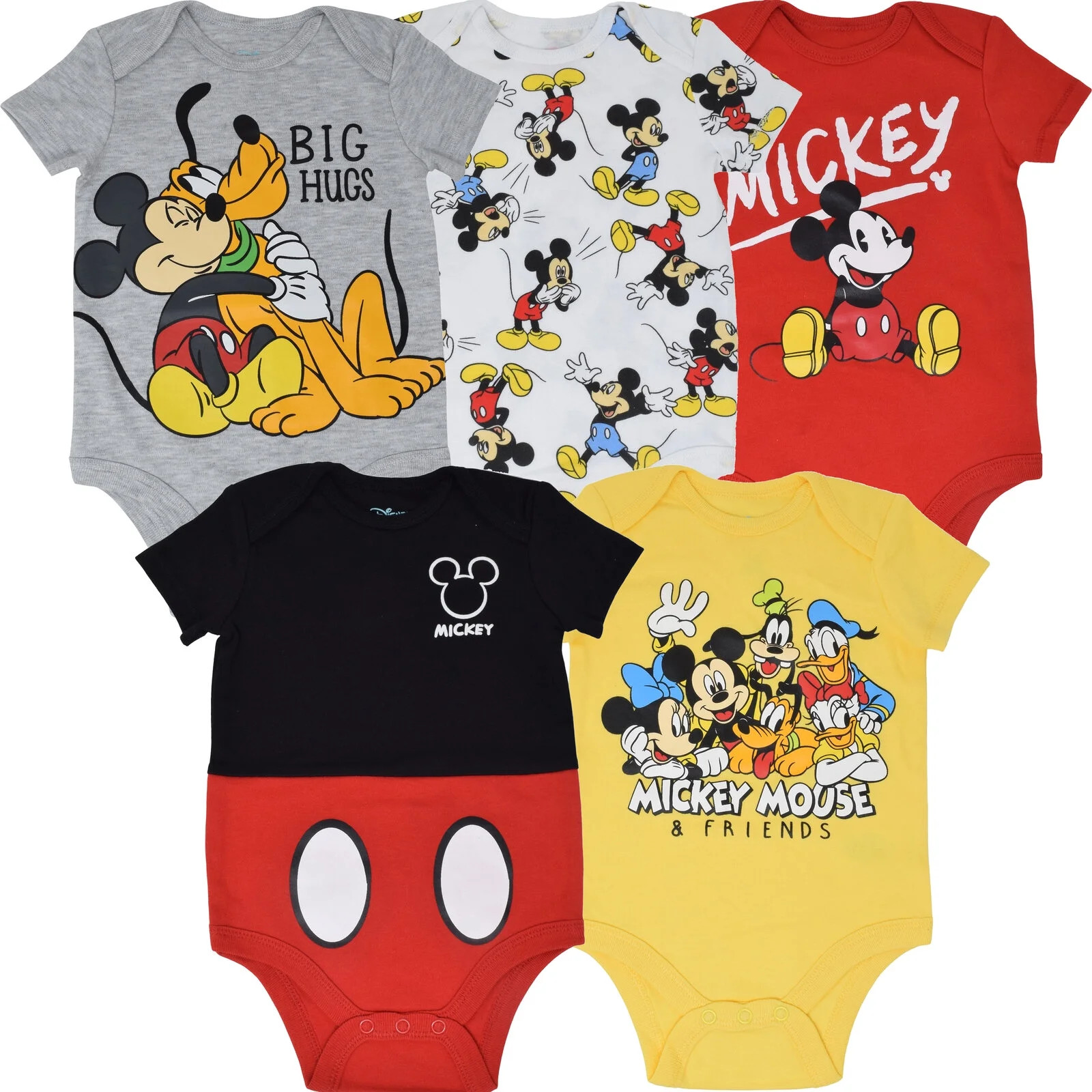 Disney Mickey Mouse Infant Baby Boys 5 Pack Short Sleeve Bodysuits Mickey Mouse & Friends 24 Mont... | Walmart (US)