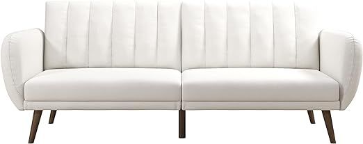 Novogratz Brittany Futon, Convertible Sofa & Couch,White Faux Leather | Amazon (US)