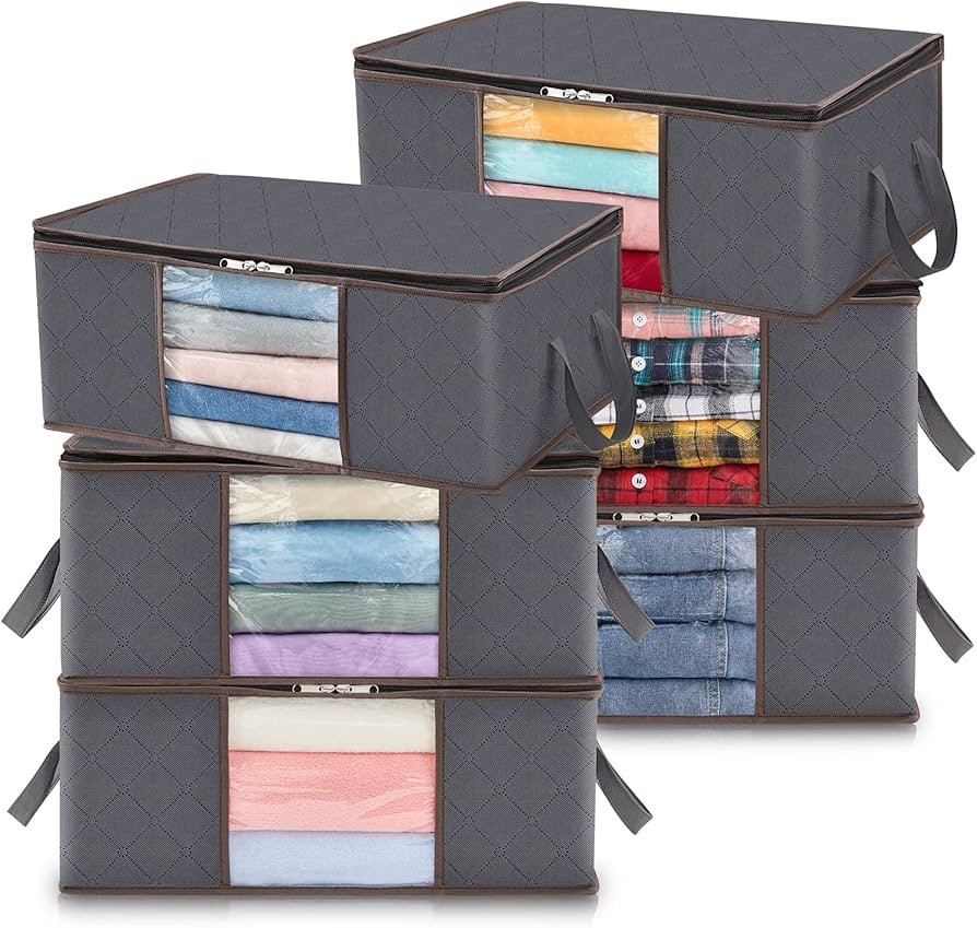 Lifewit Clothes Storage Bag Foldable Storage Bin Closet Organizer with Reinforced Handle Sturdy F... | Amazon (UK)