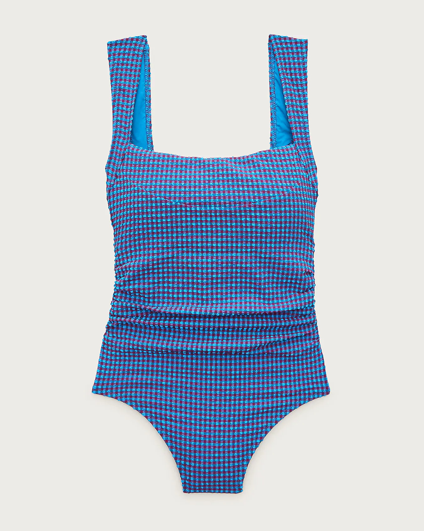 Nia ruched squareneck one-piece in gingham | J. Crew US